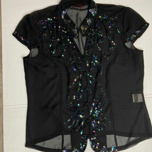 SIMON Chang sheer blouse minimalist neutral - Picture 1 of 6